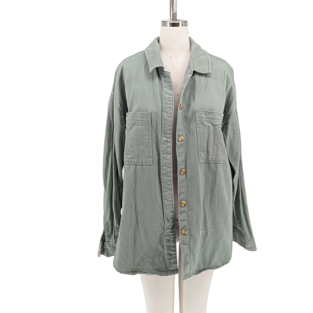 Thread & Supply Sage Green Button-Down Utility Shirt Jacket